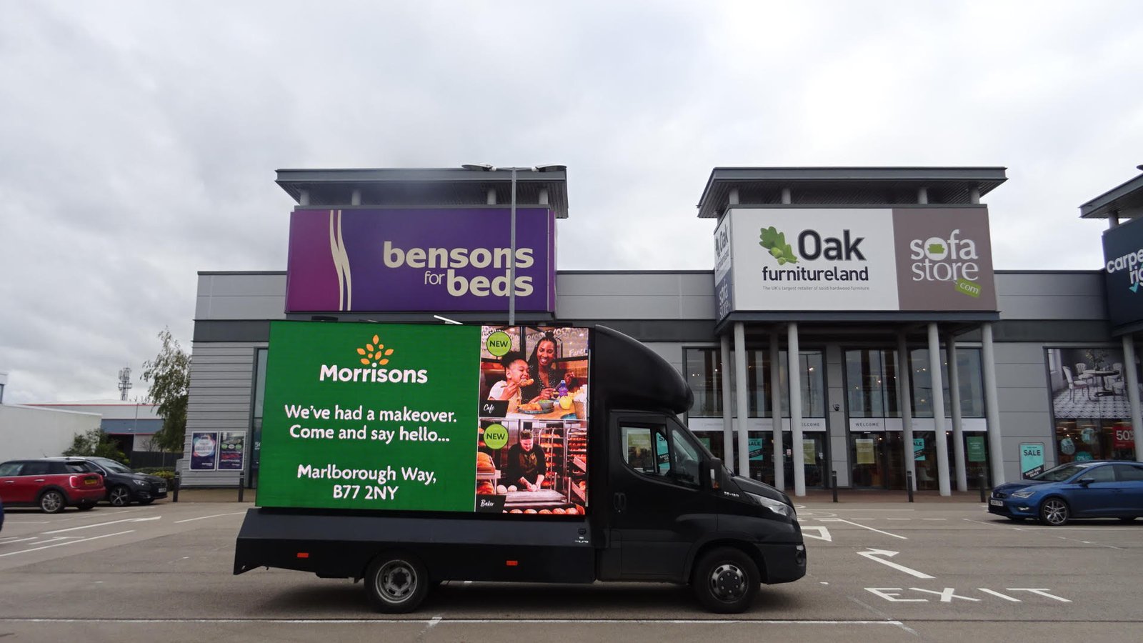 Digital advertising van displaying mobile campaign content